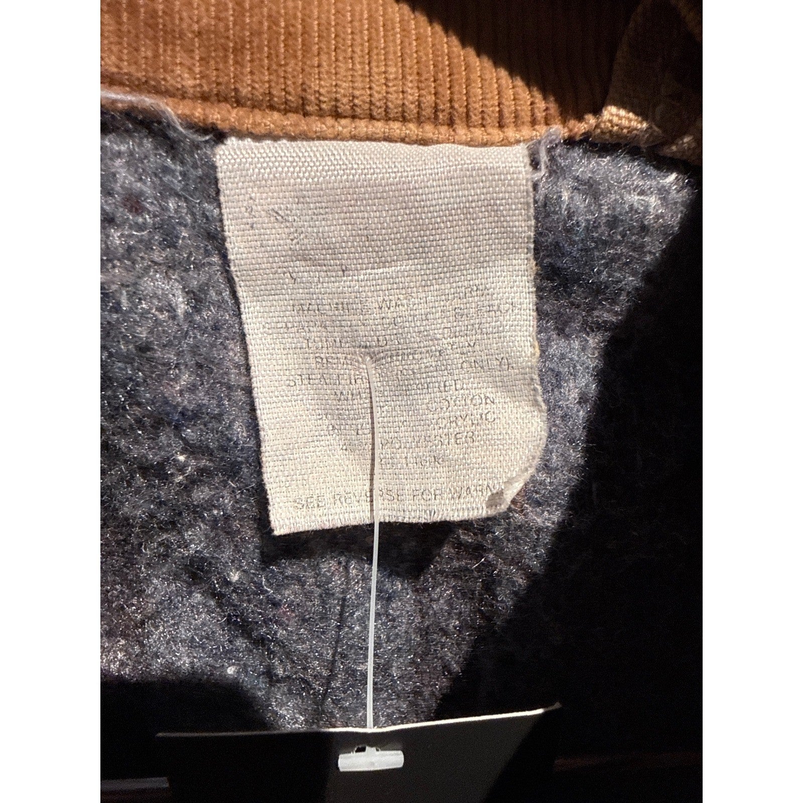 Vintage Carhartt Chore Coat Tan Duck Canvas Blanket Lined Corduroy Collar Mens