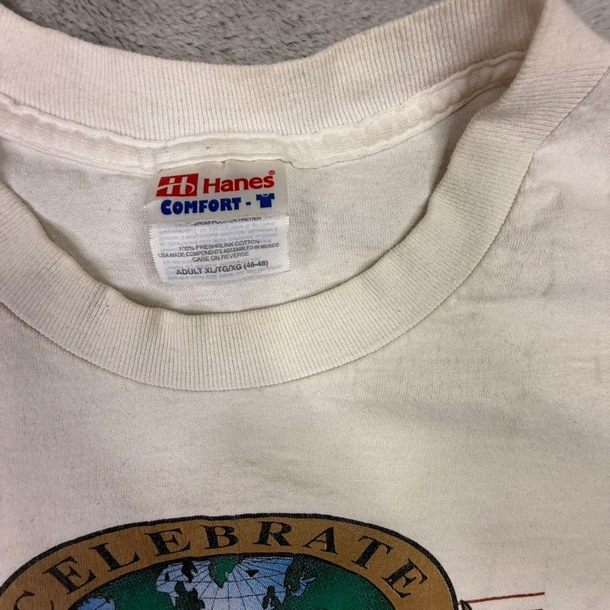 Vintage Hanes Comfort Tee Celebrate Earth Graphic T Shirt Adult XL