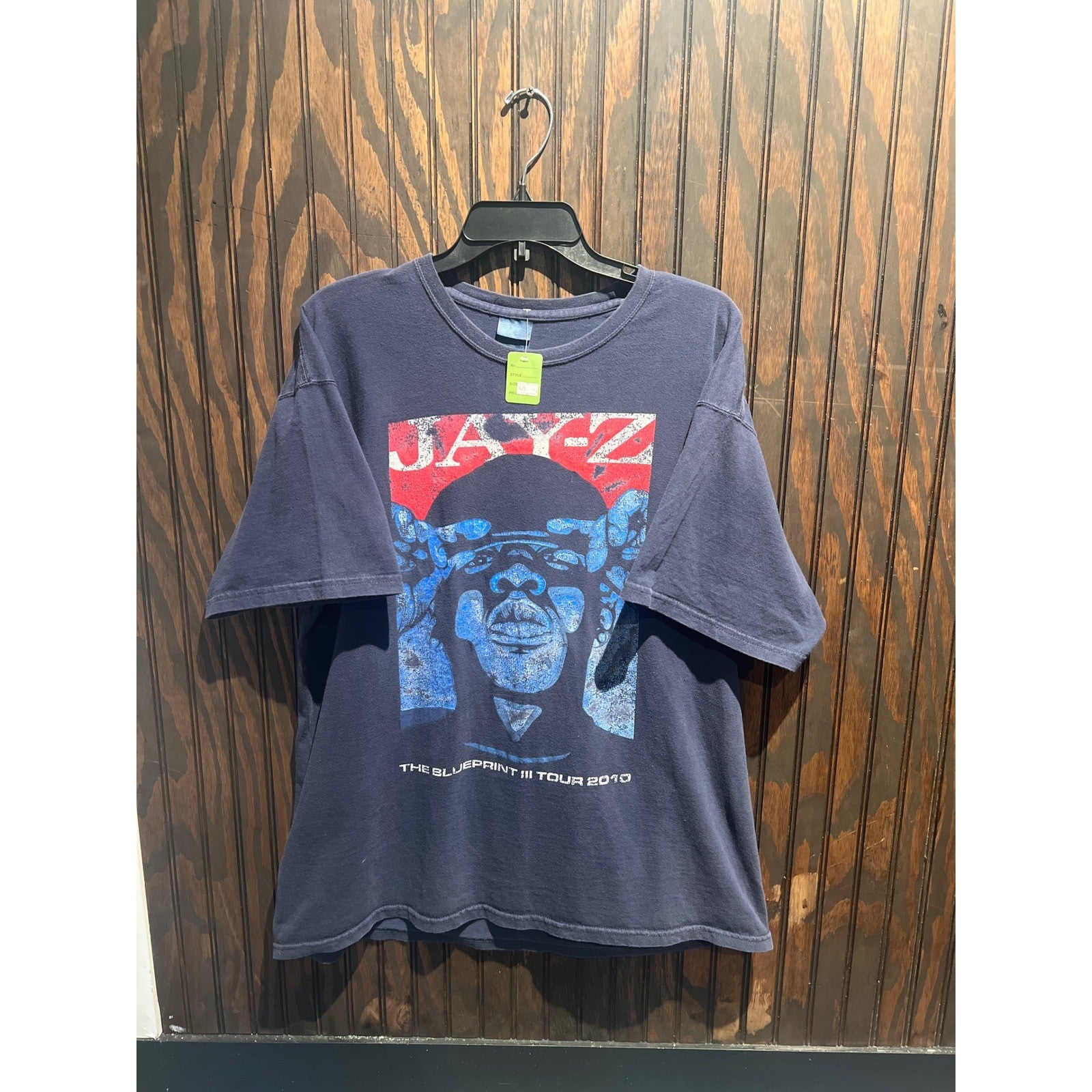 Jay-Z The Blueprint III Tour 2010 Graphic T-Shirt Faded Black Mens XL 30x23