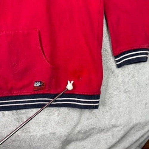 US POLO ASSN Red Hoodie Sweatshirt Since 1890 Graphic Print Pullover Size XL