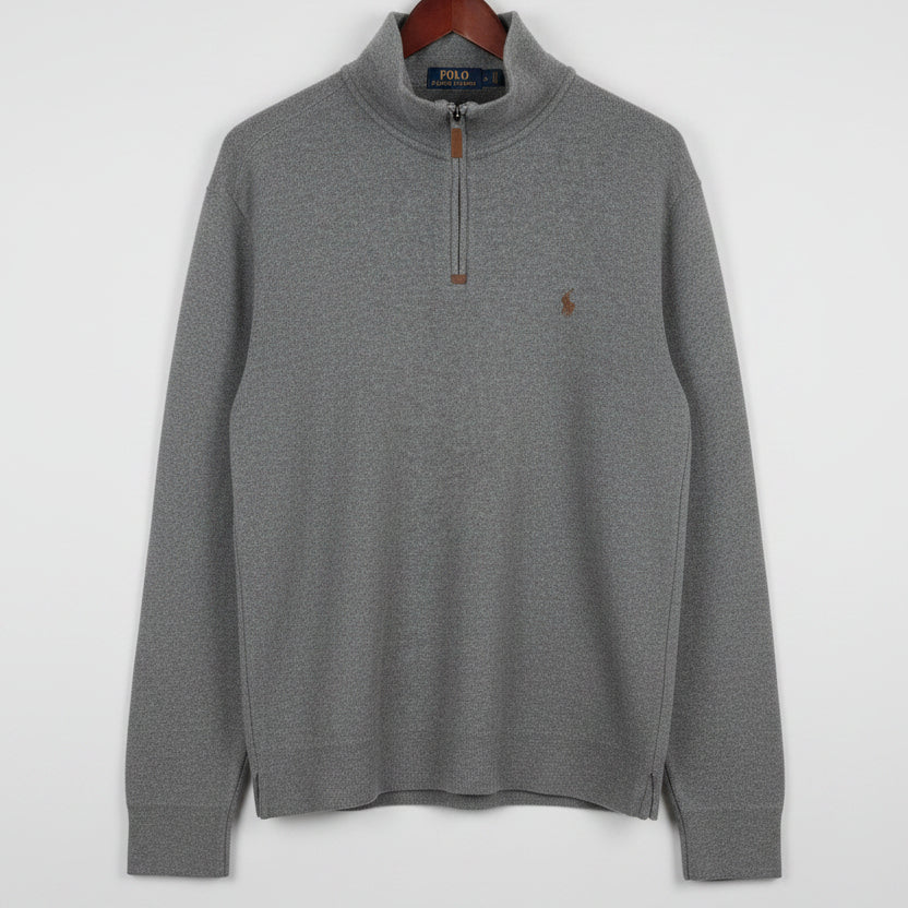 Polo Ralph Lauren Mens Quarter Zip Pullover Sweater Heather Grey Size L Large