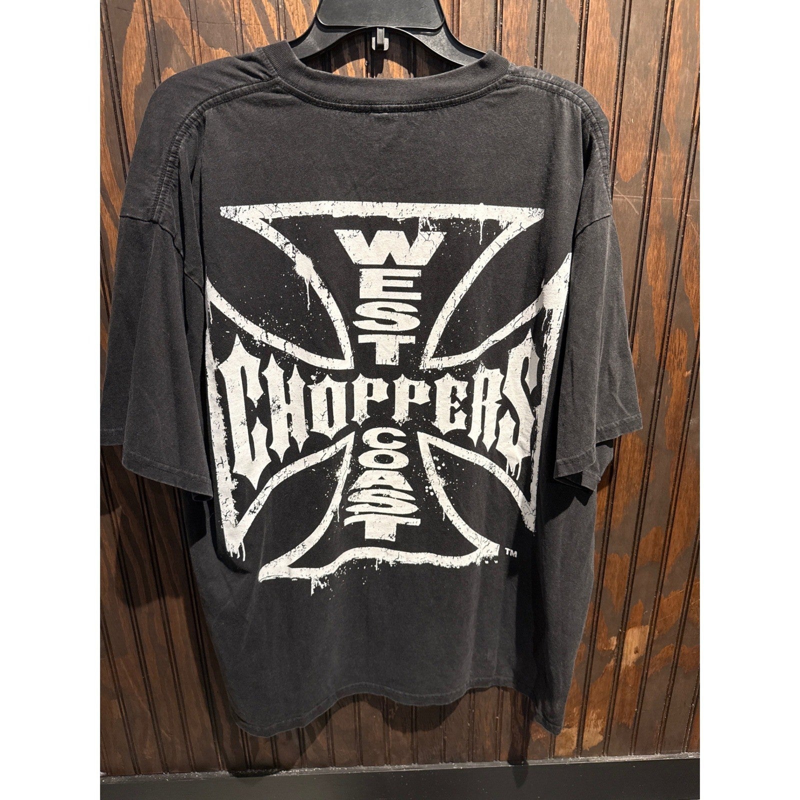 Vintage West Coast Choppers Jesse James Iron Cross Graphic TShirt Faded Black XL