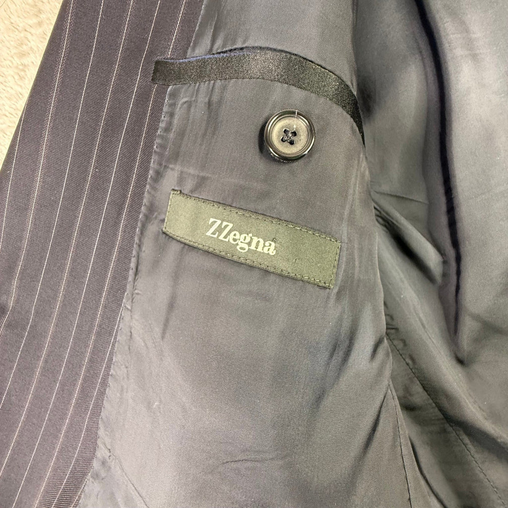 Z Zegna Mens Pinstripe Blazer Navy Blue Wool 2-Button Suit Jacket 50R 280CG4