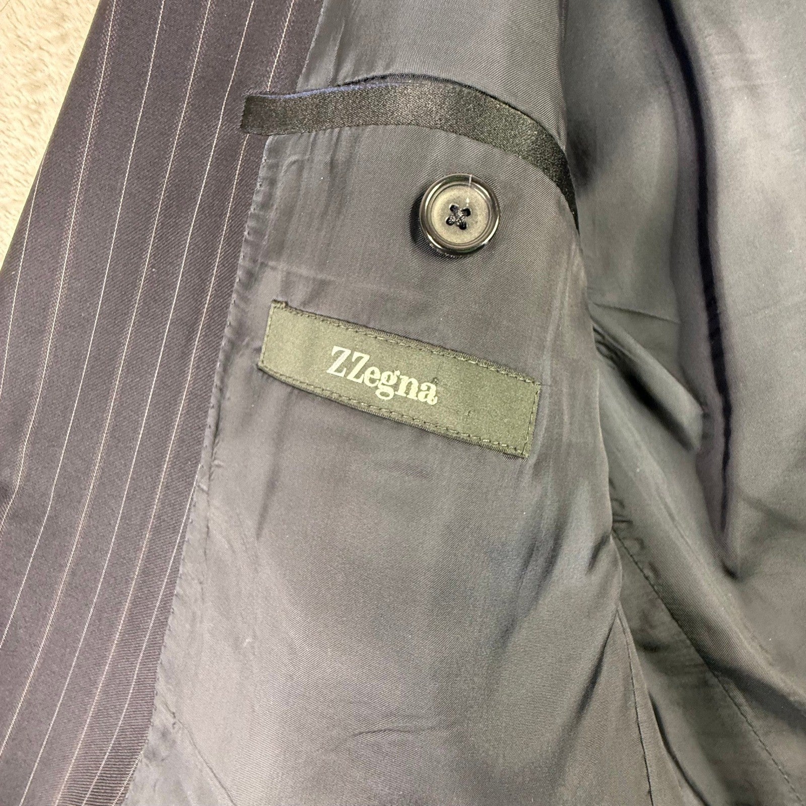 Z Zegna Mens Pinstripe Blazer Navy Blue Wool 2-Button Suit Jacket 50R 280CG4