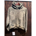Note Barbed Wire Graphic Hoodie Olive Green Distressed Streetwear Pullover L