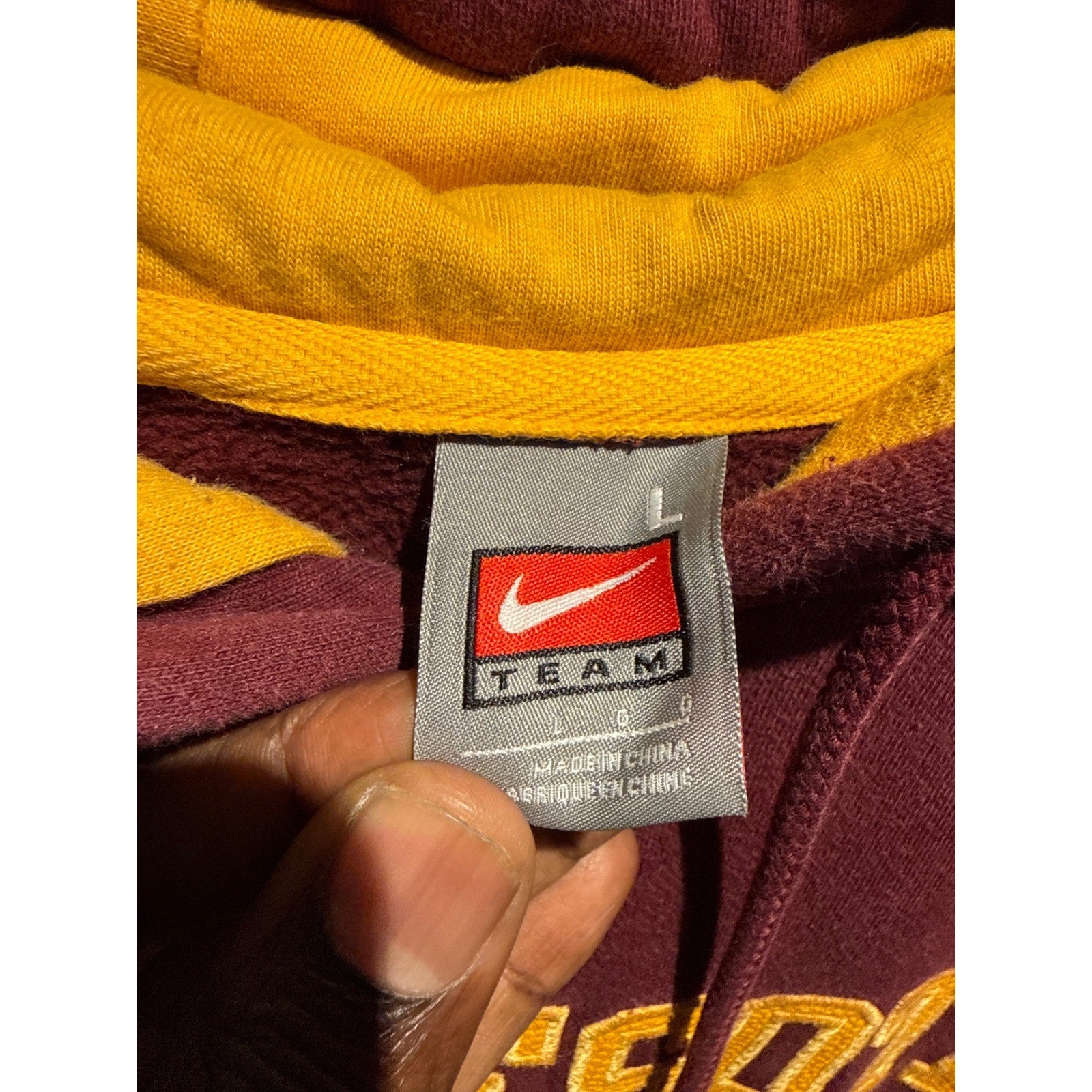 Nike Minnesota Golden Gophers Hoodie Maroon Gold Embroidered Center Swoosh XL