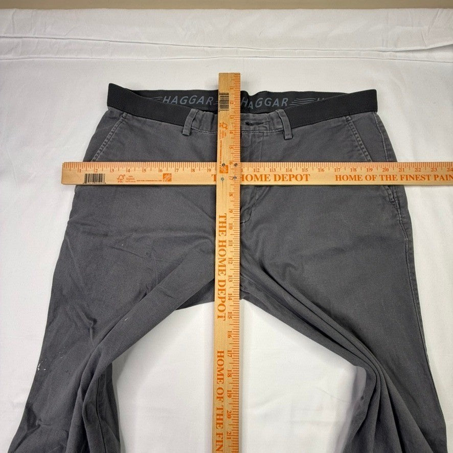 Haggar Mens Straight Fit Flat Front Gray Chinos Pants Size 36 x 32