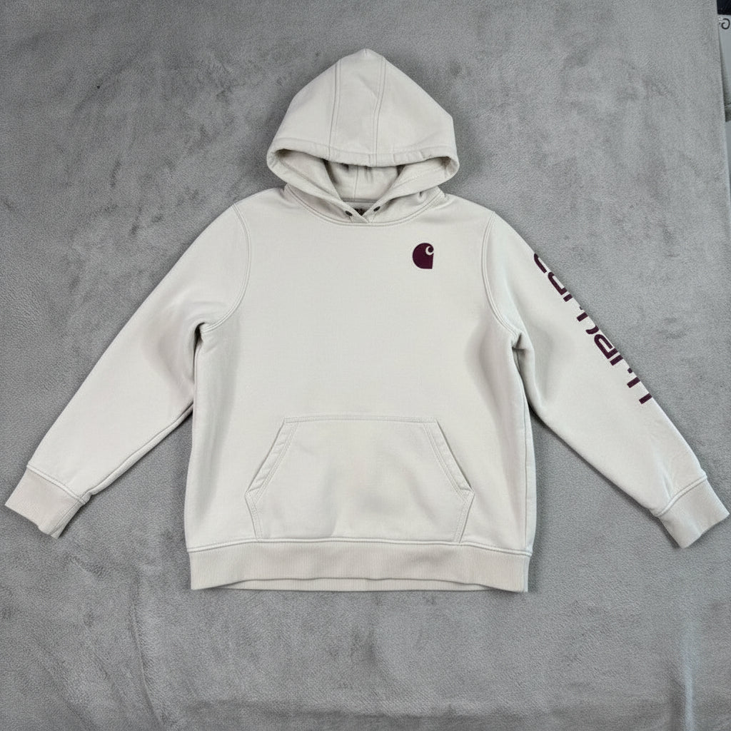 Carhartt Mens Relaxed Fit Pullover Hoodie Sweatshirt XXLarge Beige Logo