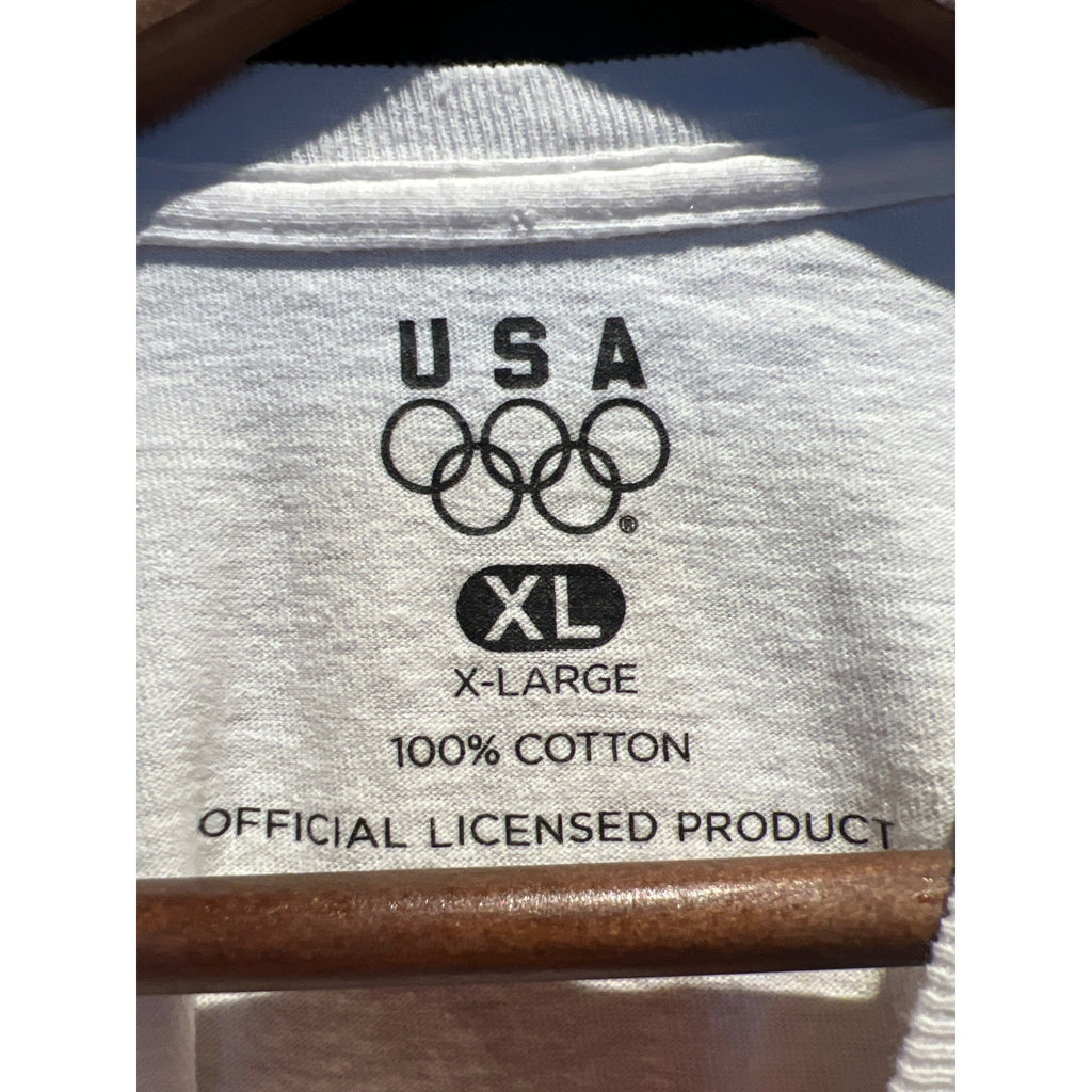 USA Olympics T-Shirt Mens XL White Short Sleeve Graphic Cotton Official Licensed