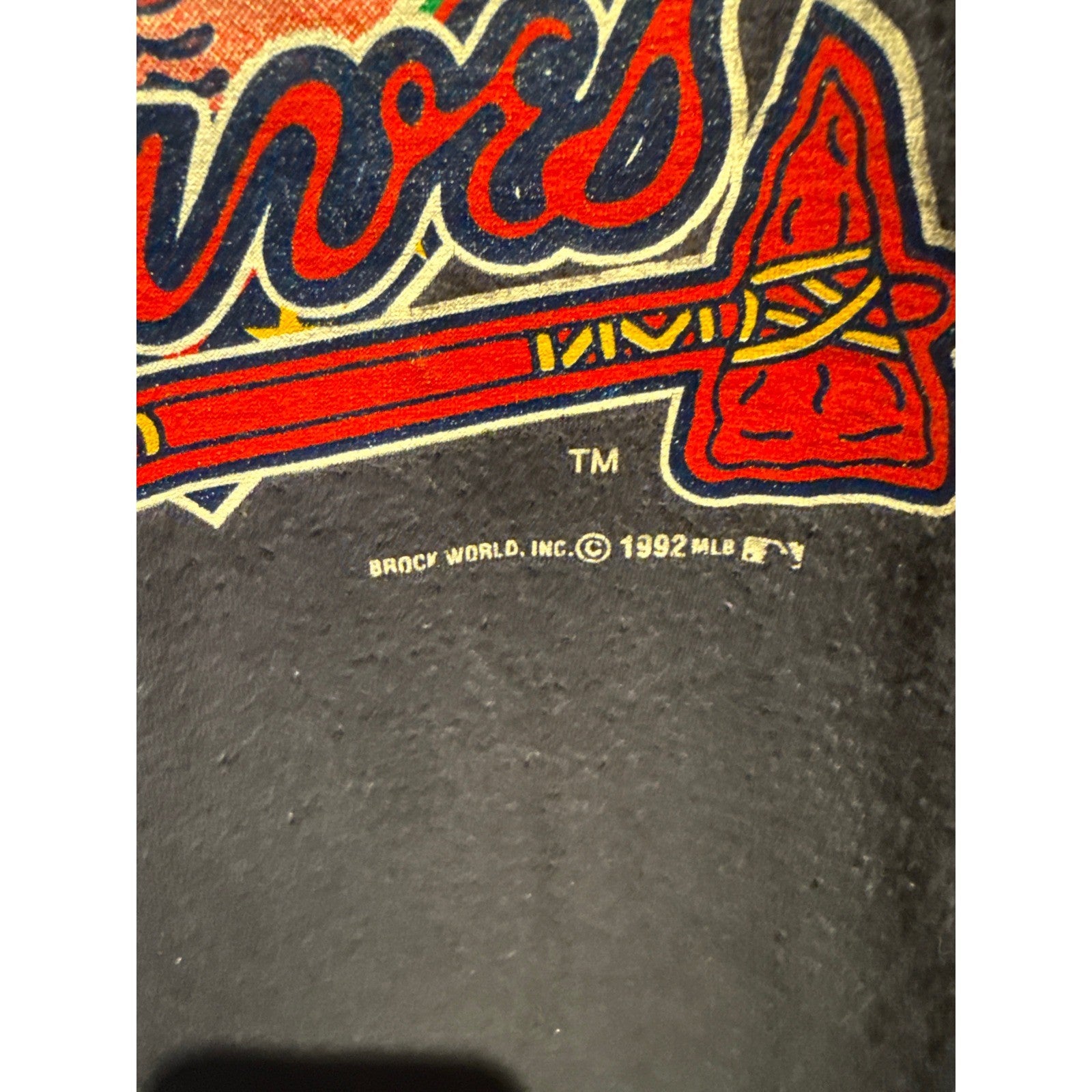 Vintage 1992 Atlanta Braves Western Division Champs T-Shirt Jerzees Navy Large