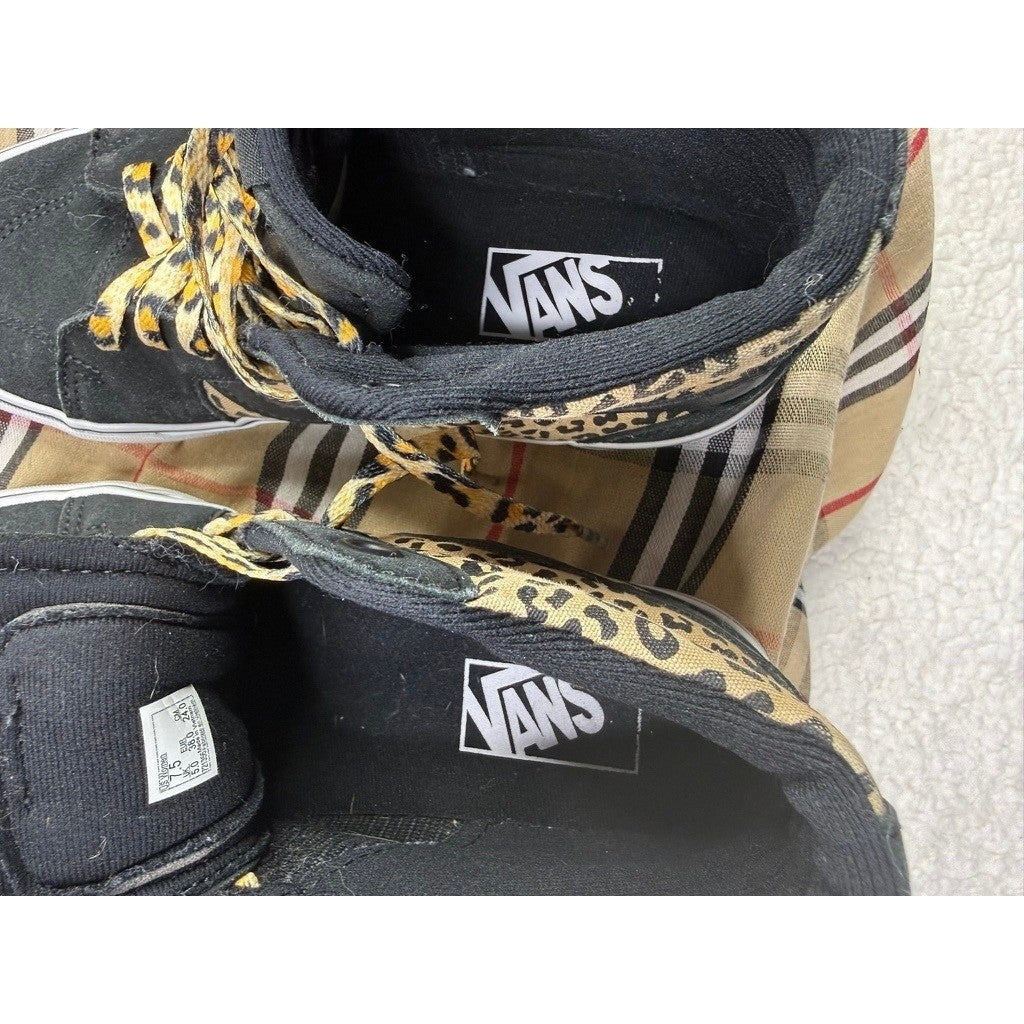 Vans Sk8 Hi Leopard Print High Top Sneakers Black Suede Womens Size 7