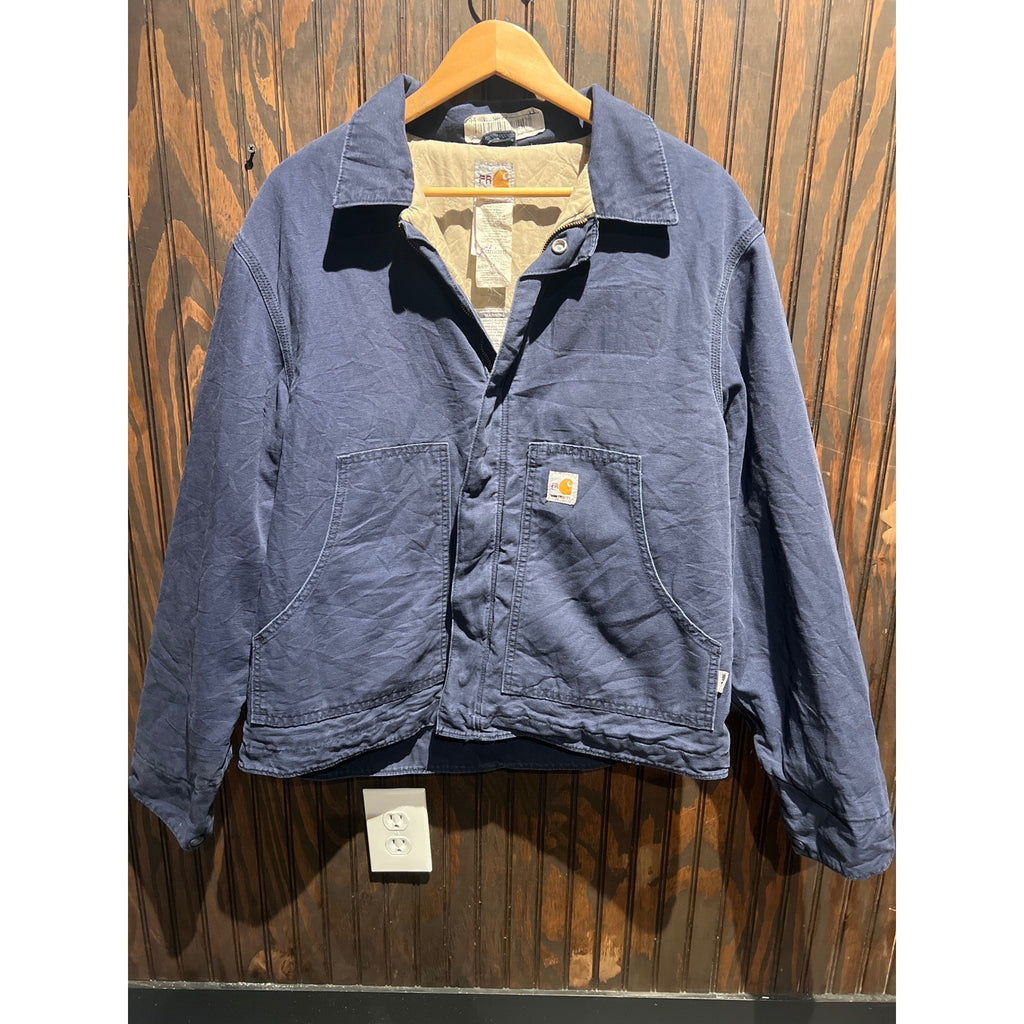 Carhartt Detroit Jacket J01 NVY Navy Blue Blanket Lined Work Coat Mens XL 25x28