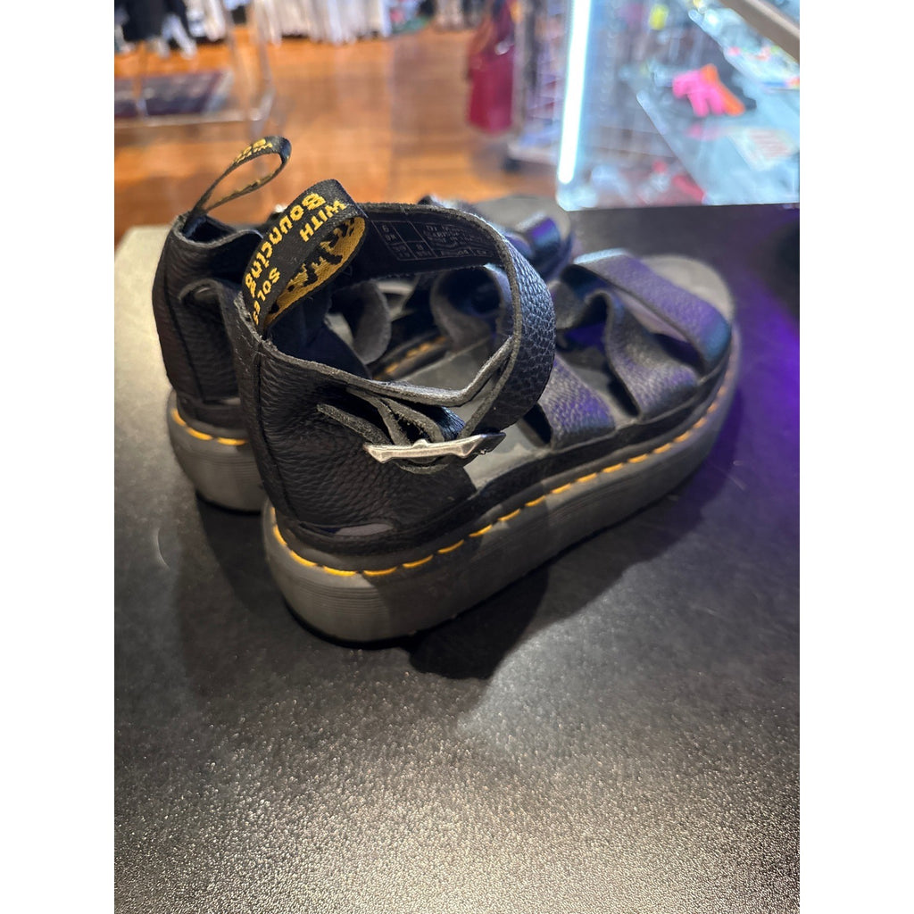 Dr. Martens Clarissa II Quad Black Pebbled Leather Platform Sandals Womens 8