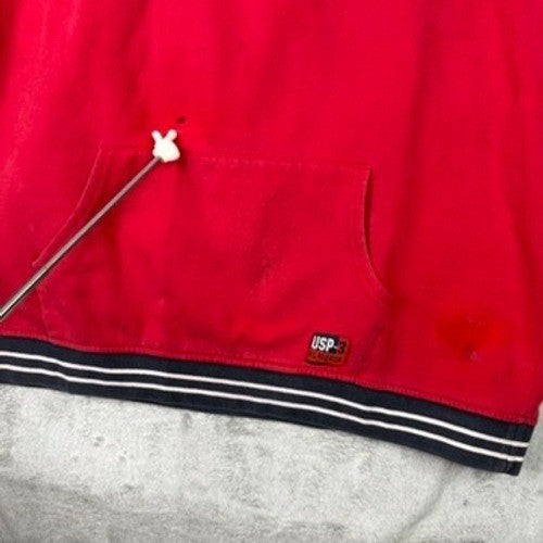 US POLO ASSN Red Hoodie Sweatshirt Since 1890 Graphic Print Pullover Size XL