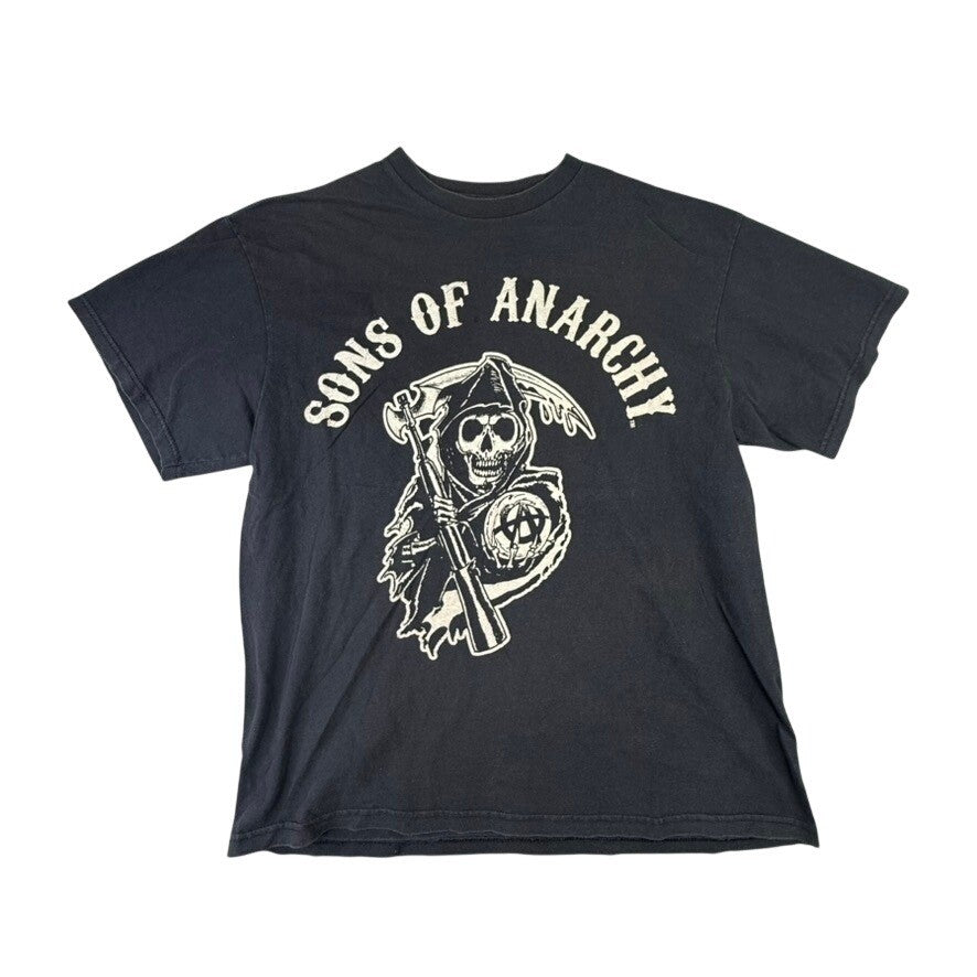 Sons of Anarchy Grim Reaper Skull Logo Black T Shirt Men's Large