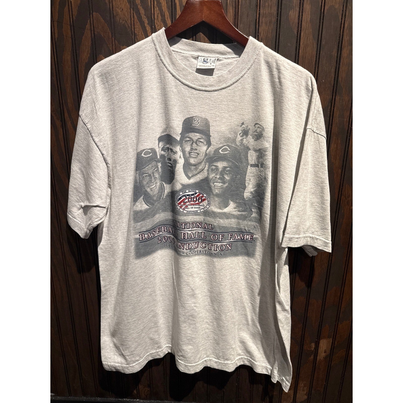 Vintage GILDAN Baseball Hall of Fame 2000 Induction T-Shirt Gray XL MLB Tee