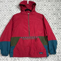 LLBean Colorblock Anorak Hooded Jacket Pullover Red Green Teal Size Large