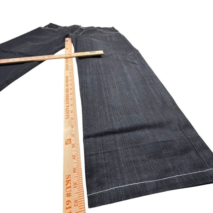 RAW LUCL Premium Clothing Mens Dark Wash Denim Jeans Embroidered Pockets 44x30