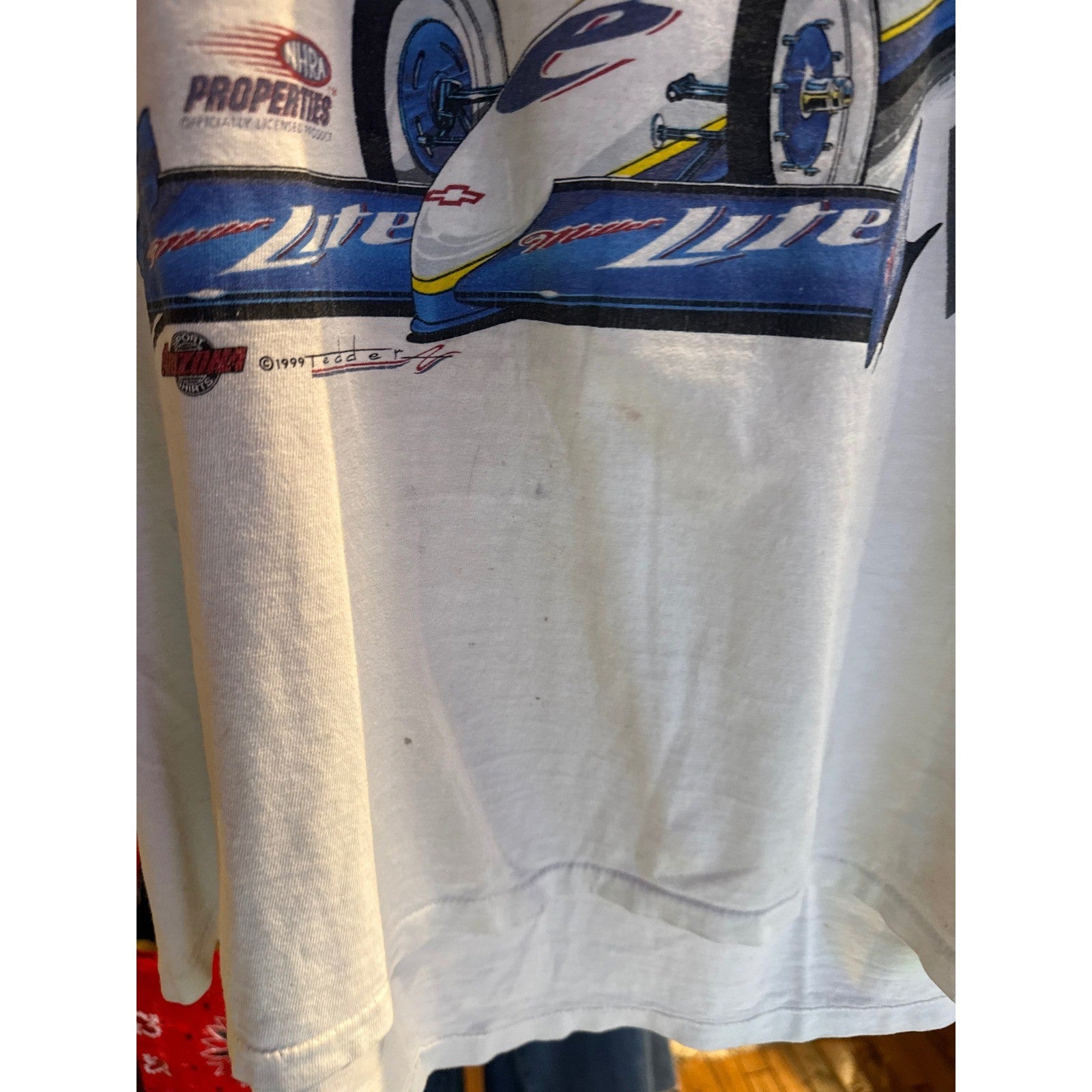 Vintage 1999 Larry Dixon NHRA Top Fuel Racing T-Shirt Miller Lite XL All Sport
