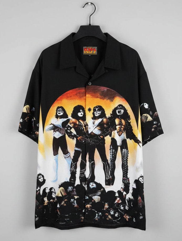 Vintage 02 KISS Dragonfly Clothing Company Button Up Shirt XL Rock Band Graphic