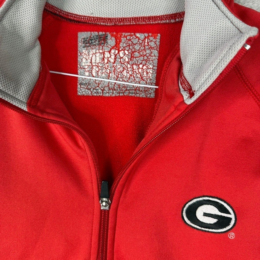Georgia Bulldogs Quarter Zip Pullover Red Gray Athletic Sweatshirt Size Large