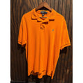 Polo Ralph Lauren Mens Large Orange Short Sleeve Pique Polo Shirt Blue Pony Logo