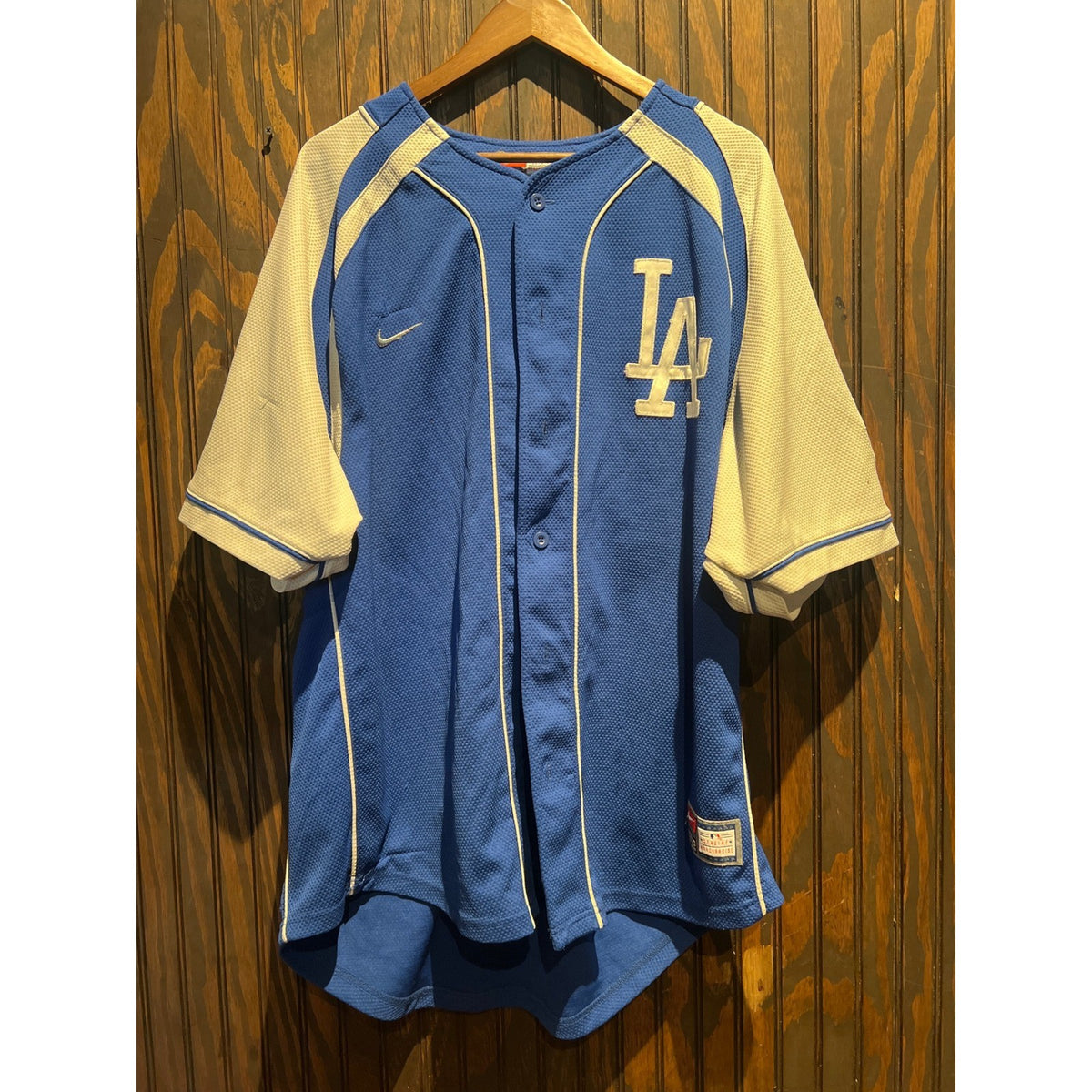Nike Los Angeles Dodgers MLB Baseball Jersey Blue White Mesh Button Up Mens XL