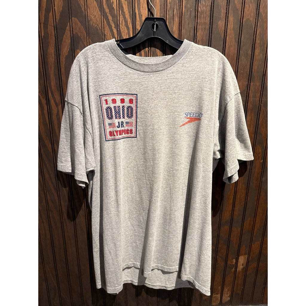 Vintage 1996 Speedo Ohio Junior Olympics T-Shirt Mens XL Heather Grey 90s Sport