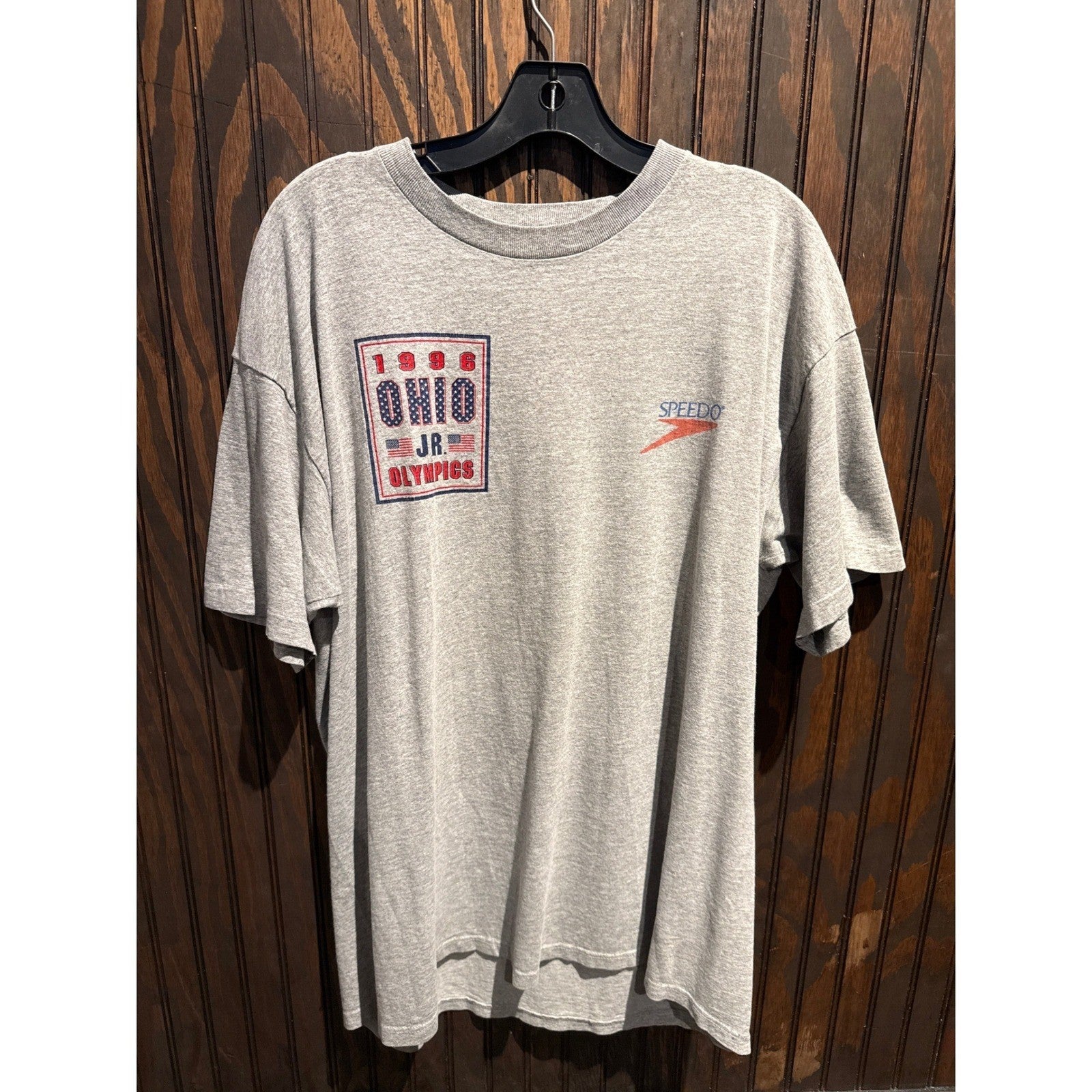 Vintage 1996 Speedo Ohio Junior Olympics T-Shirt Mens XL Heather Grey 90s Sport