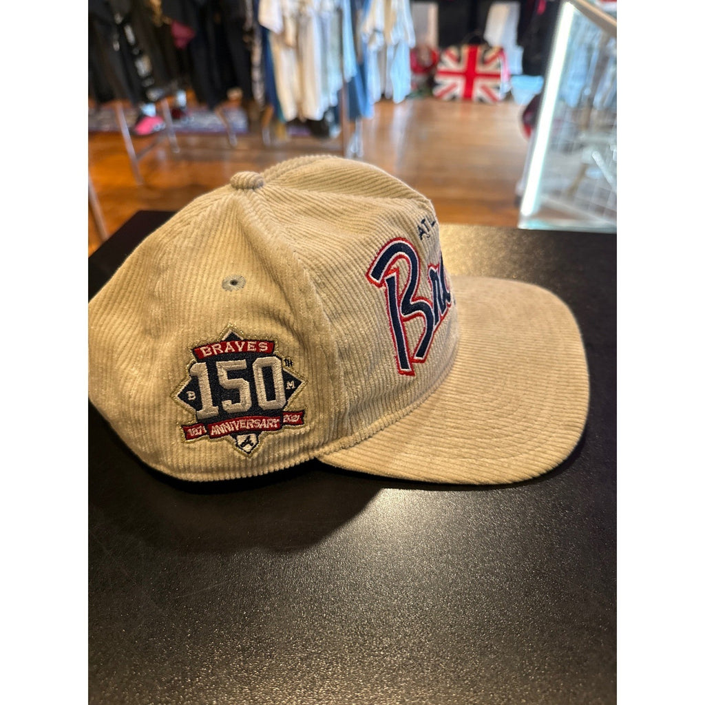 Atlanta Braves New Era Corduroy Snapback Hat Cream Tan MLB Baseball Cap Retro