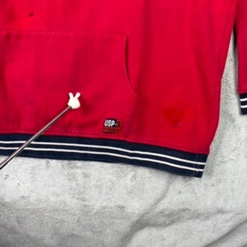 US POLO ASSN Red Hoodie Sweatshirt Since 1890 Graphic Print Pullover Size XL