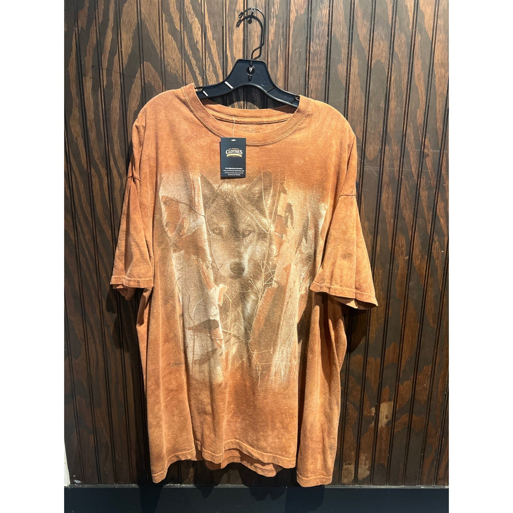 The Mountain Wolf Graphic T-Shirt Orange Acid Wash Tie Dye Mens XL NWT