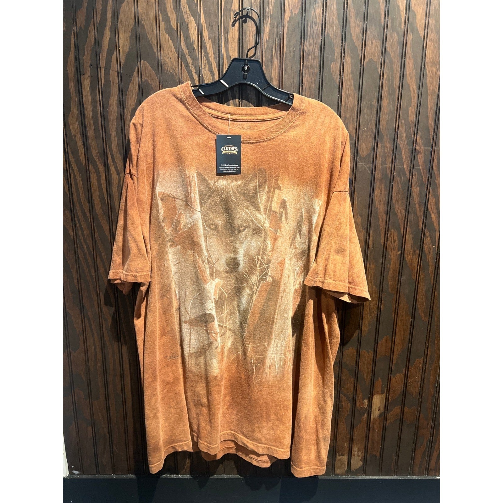 The Mountain Wolf Graphic T-Shirt Orange Acid Wash Tie Dye Mens XL NWT