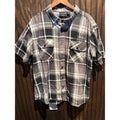 Harley-Davidson Mens Short Sleeve Plaid Flannel Shirt Grey Black Size 2XL