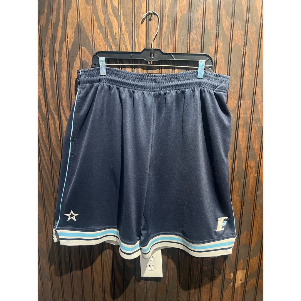 Mens Navy Blue Mesh Basketball Shorts Striped Trim Star Logo Activewear Size XL