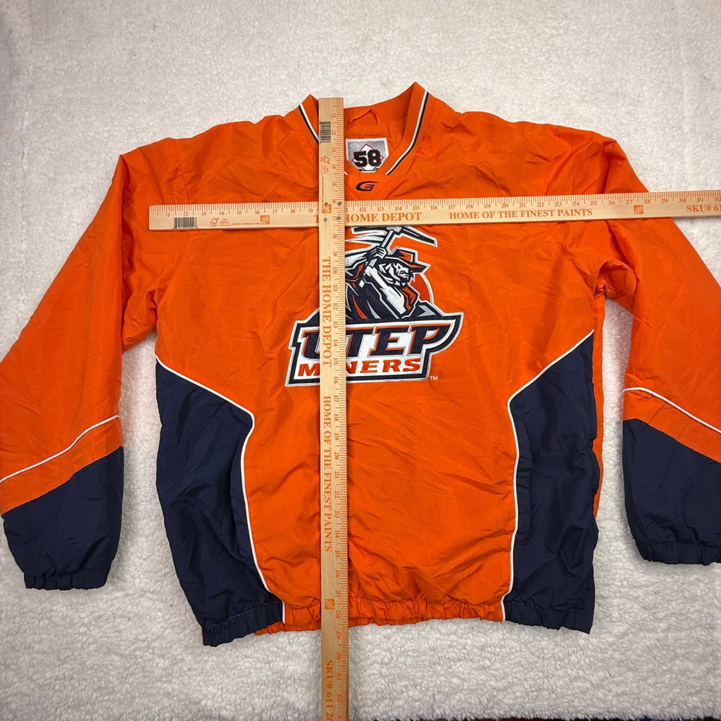 UTEP Miners Pullover Windbreaker Jacket Orange Navy White 58 Sports L G