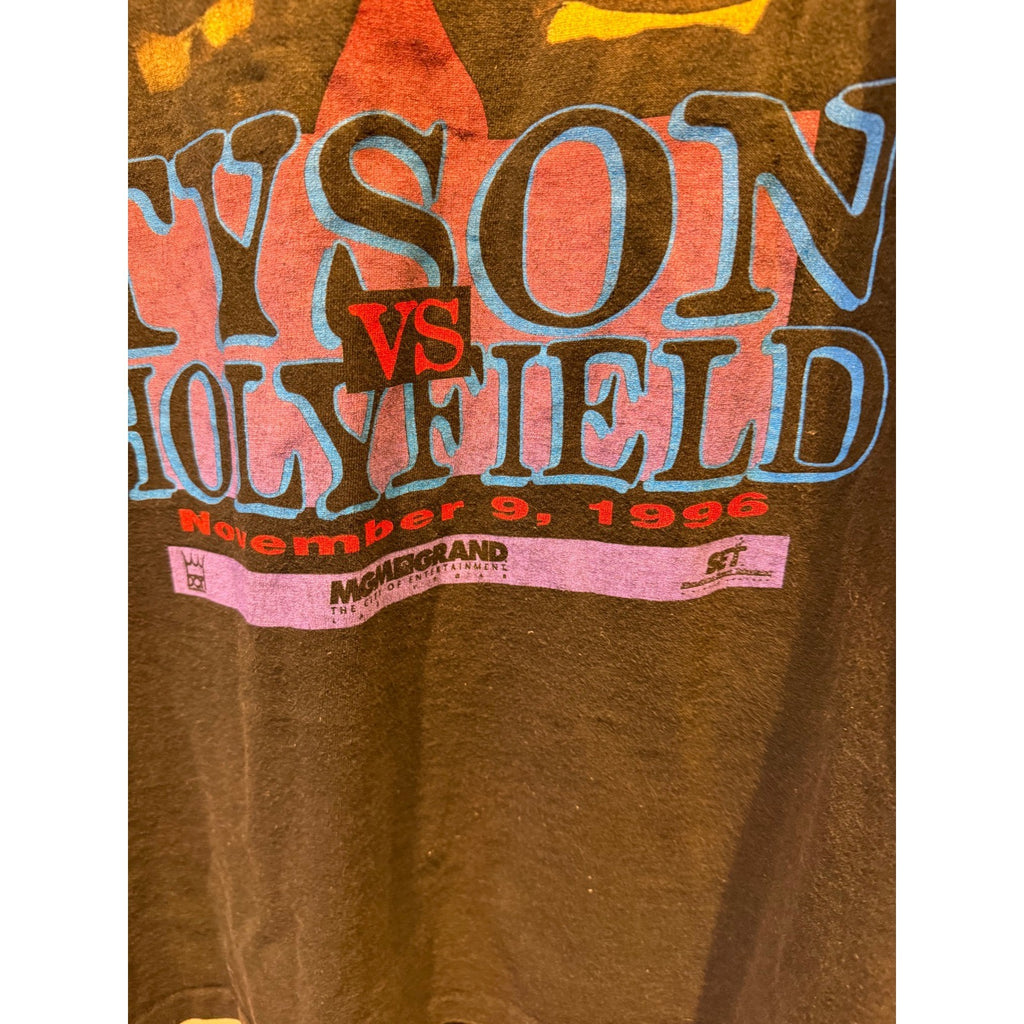 Vintage 1996 Mike Tyson vs Holyfield MGM Grand Boxing Shirt Black XL 23x28