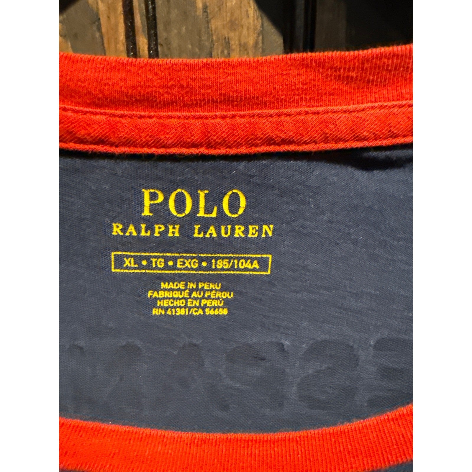 Polo Ralph Lauren Espana Spain Big Pony Navy Blue Ringer T-Shirt Mens XL ESP