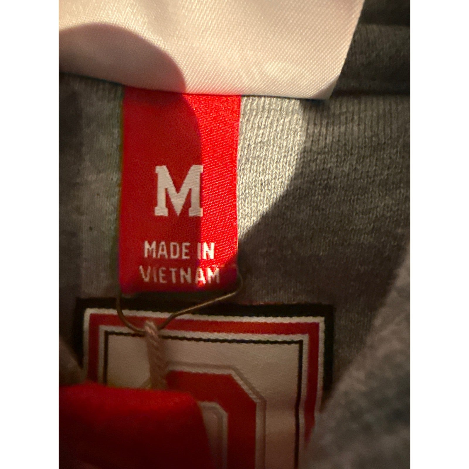 Mitchell & Ness Ohio State Buckeyes Varsity Jacket Red Cream Hooded Mens NEW