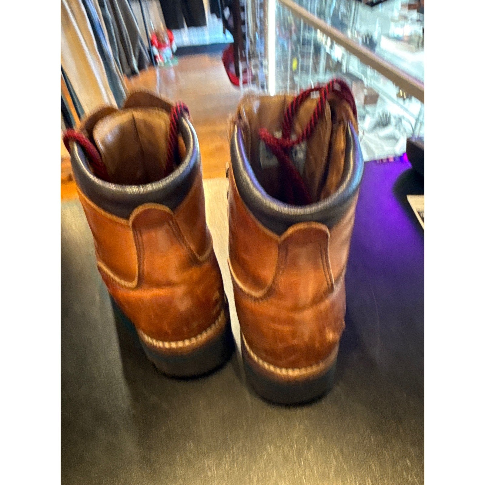 Danner Mountain Light Brown Leather Hiking Boots Mens USA Made Lug Sole Vintage