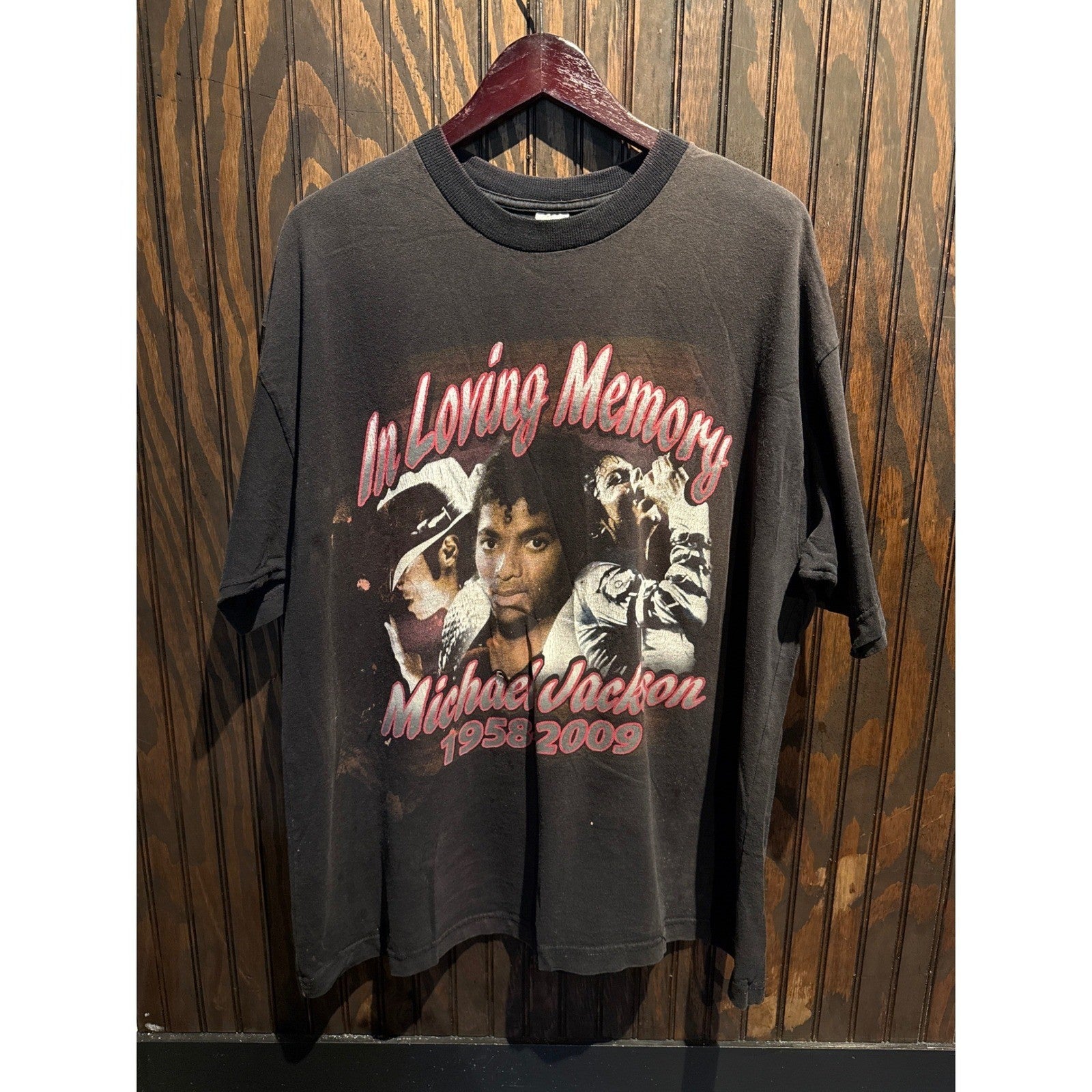 Michael Jackson In Loving Memory 1958-2009 Graphic Tee Faded Black Shirt XL 2XL