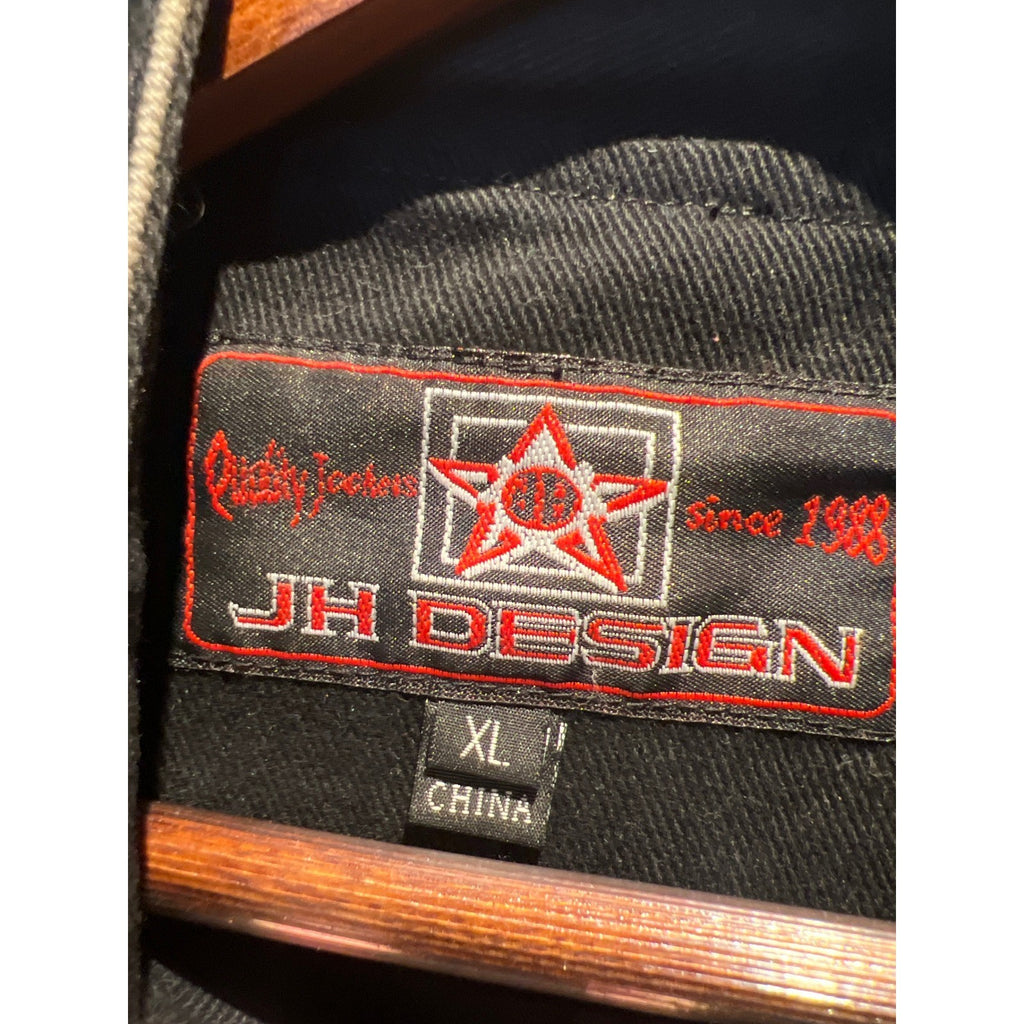 JH Design Ford Mustang Racing Jacket Black Cotton Twill Embroidered SVT GT Large