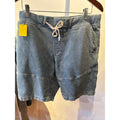 Mens Knit Denim Shorts Light Wash Elastic Waist Drawstring Blue Casual Jorts