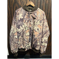 Vintage Camo Bomber Jacket Mens XL Real Tree Leaf Print Snap Front Hunting Coat