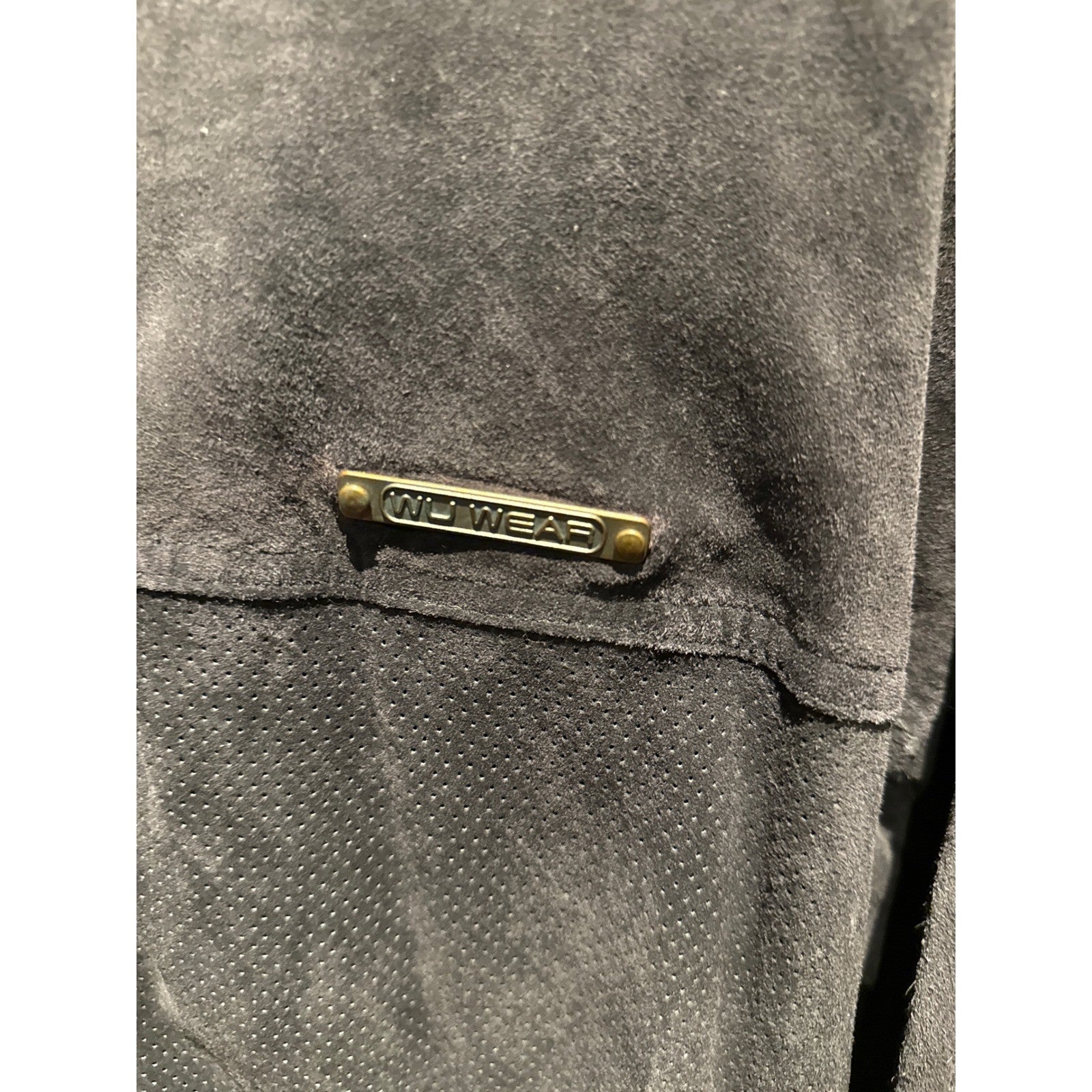 Wu Wear 90s Mens Black Suede Leather Button Down Shirt Jacket 26x33