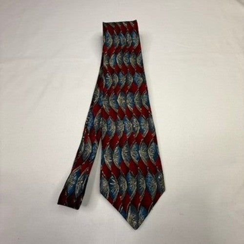 J.S.A. Bank The Miracle Collection Silk Tie Red Blue Geometric Pattern