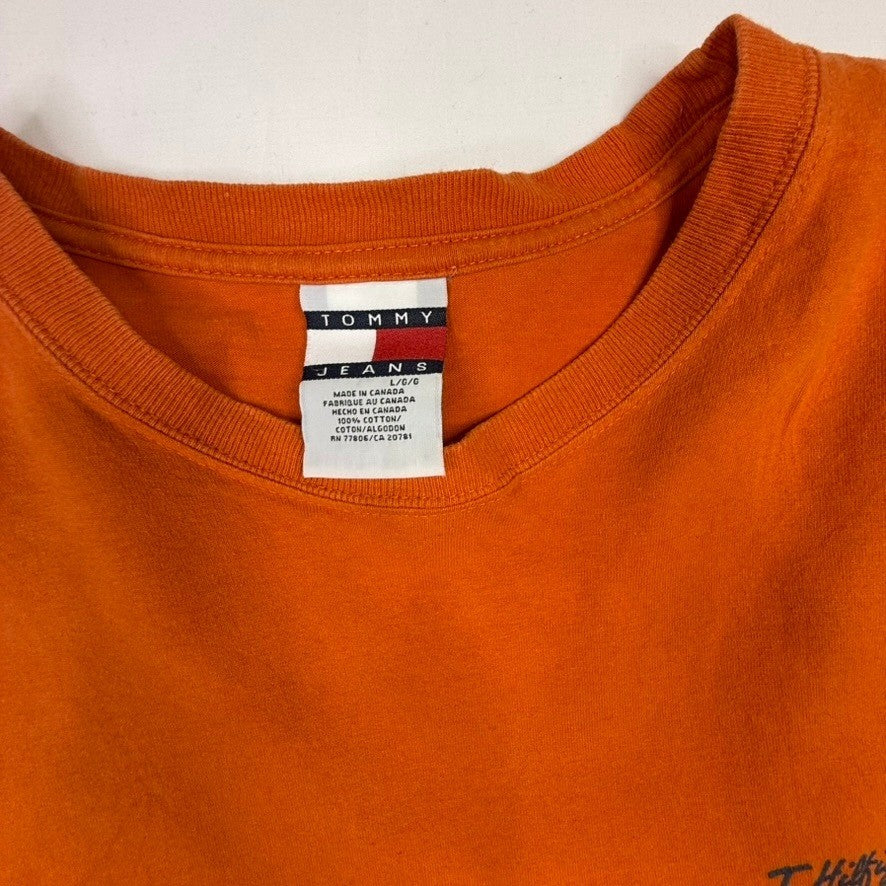 Tommy Jeans Orange Long Sleeve Graphic T Shirt Men's L G G