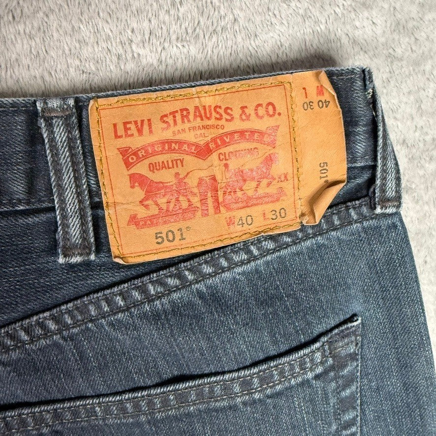 Levi's 501 Jeans Mens 40x30 Dark Wash Straight Leg Button Fly Cotton