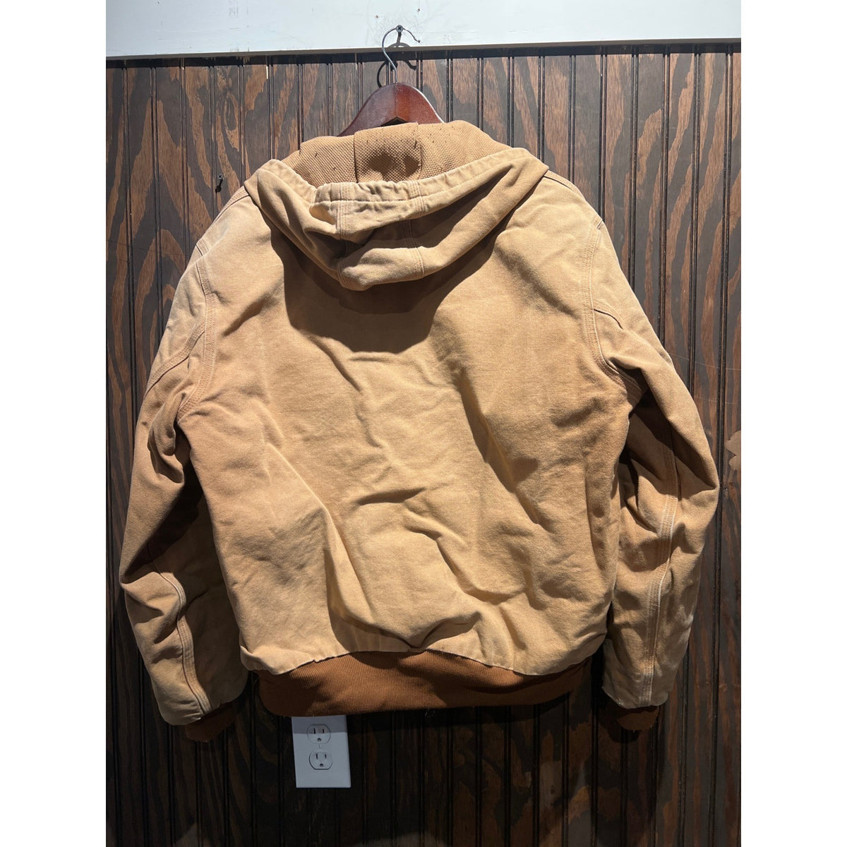 Carhartt Mens Brown Thermal Lined Duck Canvas J131 Hooded Work Coat