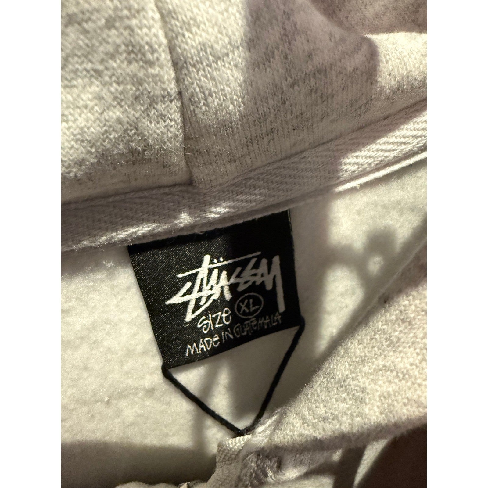 Stussy Basic Hoodie Ash Heather Grey XL Big Logo Pullover Sweatshirt Mens
